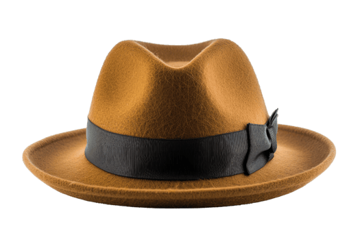 Brown Fedora Hat with Black Ribbon png