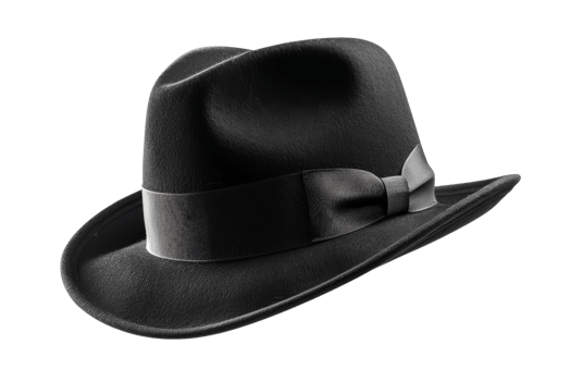 Classic Black Fedora Hat with Bow png