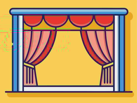 A vibrant cartoon illustration of a theater stage vector