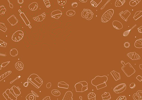Bakery and ingredient outline icons background vector