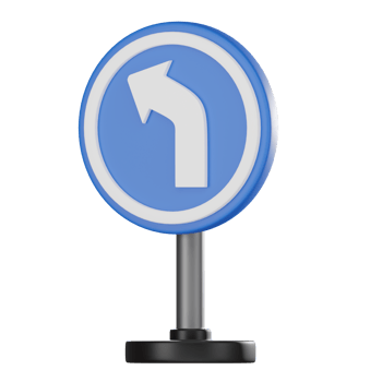 3D render of left turn traffic sign, Traffic Navigation Icon png