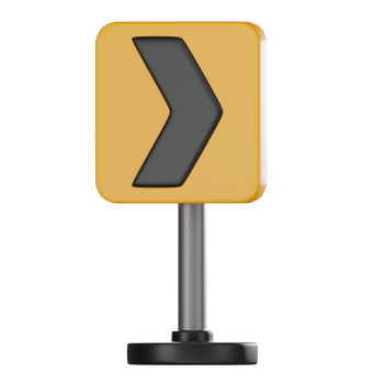 3D Right Chevron Traffic Sign Illustration, Road Navigation Icon png