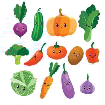cute character set of vegetable vector