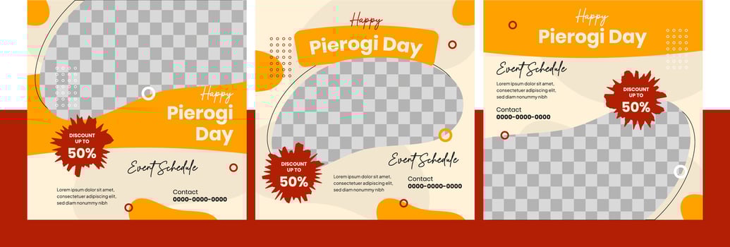 Pierogi day post social media template. Feed holidays banner graphic . Perfect for business promotion vector