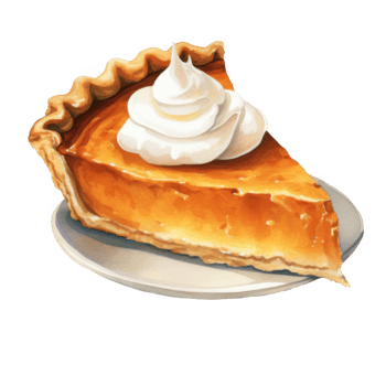 A Single Slice of Pumpkin Pie with Whipped Cream on a White Plate png