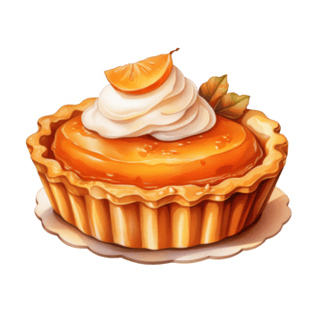 Orange Cream Pie with Whipped Cream and a Slice of Orange png