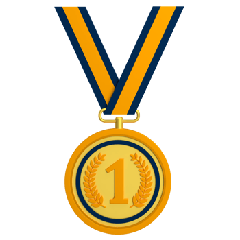 Gold Medal Badge with 1 Number 3D Icon png