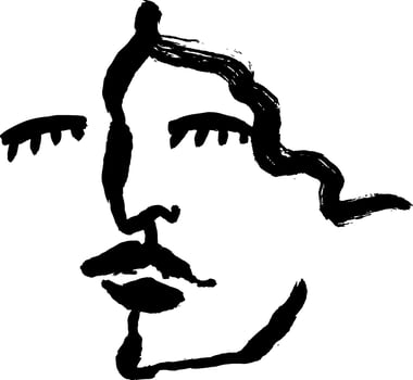 Contemporary Dry Brush Abstract Modern Girl Portrait. vector