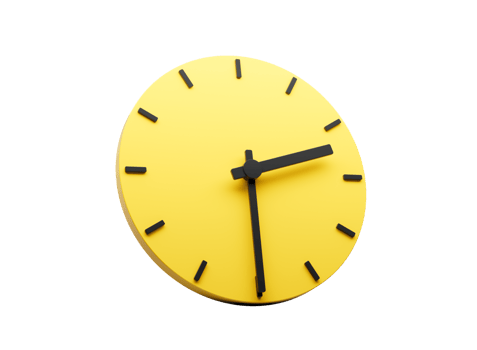 3d Simple Yellow Round Wall Clock Two Thirty Half Past 2 3d illustration png