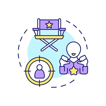 Auteur theory multi color concept icon. Talent management, cinematography. Movie narrative. Round shape line illustration. Abstract idea. Graphic design. Easy to use in infographic, presentation vector