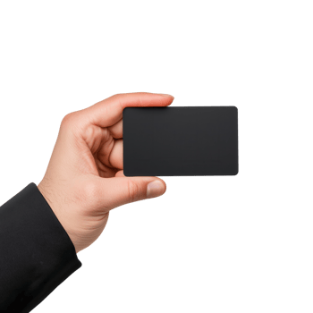 A hand holding a blank card png