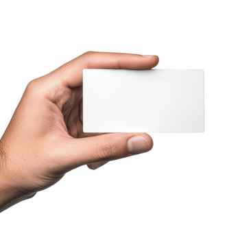 Hand holding a blank business card, perfect for customization or personal branding. Isolated on a white background for easy editing and use in various design projects. png