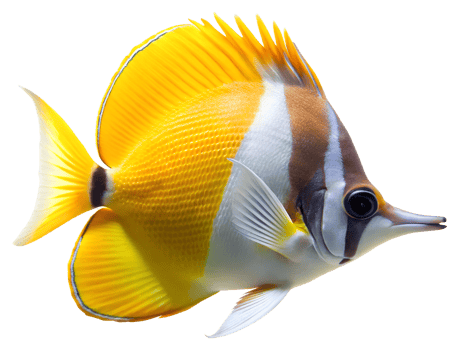 Longnose Butterflyfish swiming isolated on a transparent background png