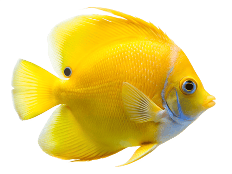 Lemonpeel Angelfish swiming isolated on a transparent background png
