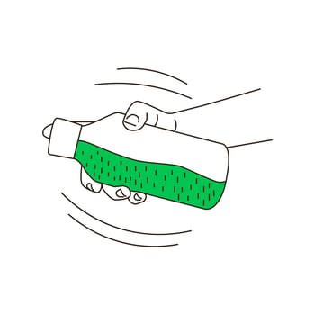 Contour Drawing of a Hand Holding a Bottle of Drink and Mixing It vector