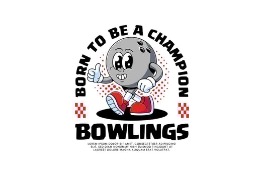funny bowling ball retro cartoon character mascot illustration with walking pose and thumbs up hand for bowling sport mascot and merchandise vector