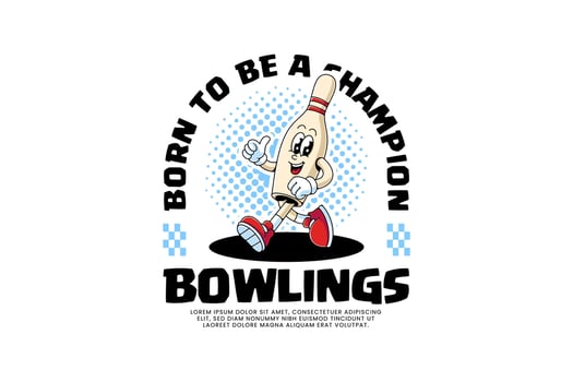 funny bowling pin retro cartoon character mascot illustration with walking pose and thumbs up hand for bowling sport mascot and merchandise vector
