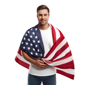 Man holding american flag png
