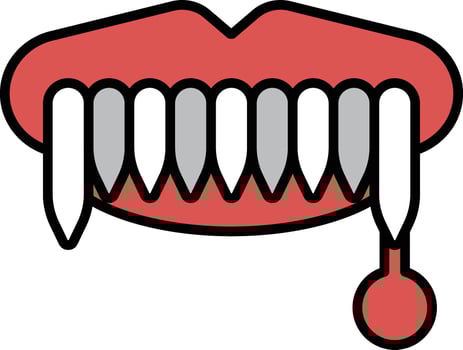 A cartoonish drawing of a mouth with teeth and a red tongue vector
