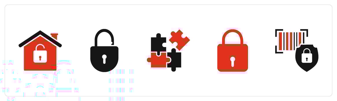 A set of 5 Business icons as bar code security, bar code, bar code safety vector