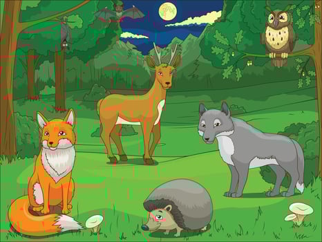 Animals in the forest vector