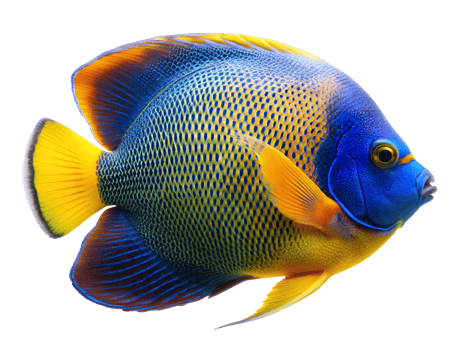 Blueface Angelfish swimming, isolated on a transparent background png