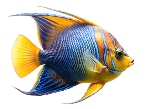 Angelfish fish swiming isolated on a transparent background png
