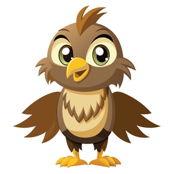 Cute cartoon bird character with bright colors and friendly expression standing proudly on a light background vector