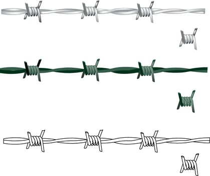 Barbed wire showing different styles and colors vector