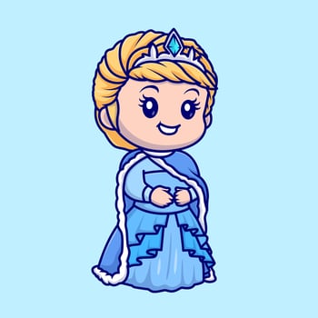 Cute Queen Princess with Crown Cartoon vector