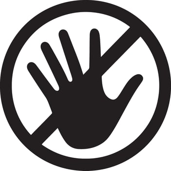 Elegant Stop Hand Glyph Silhouette Art Illustrations vector