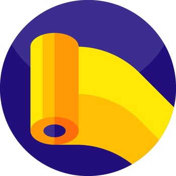 A yellow roll of paper in a blue and purple circle vector