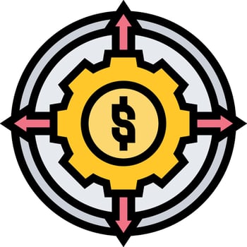 A dollar sign in a gear wheel vector