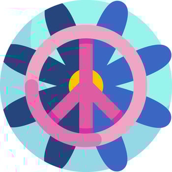 A peace sign with a flower in the center vector