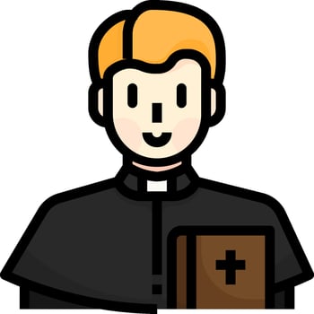 A cartoon priest holding a bible vector