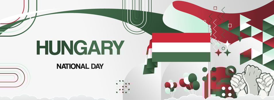 Minimal geometric banner for Hungarian national day vector