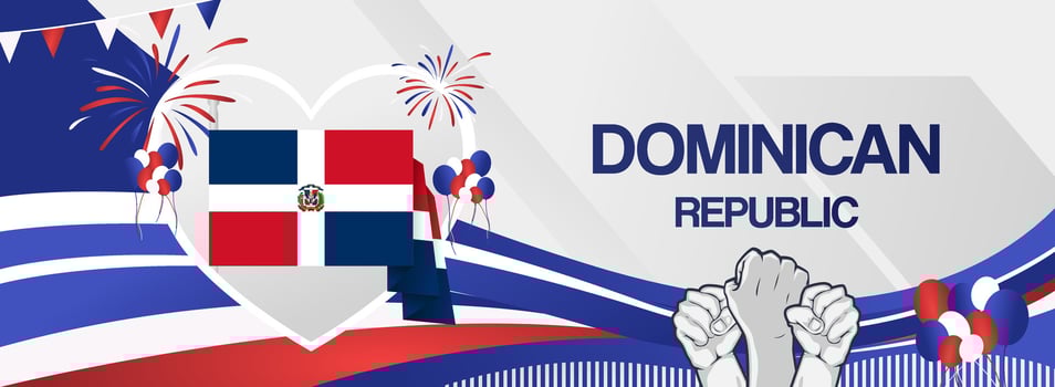 Dominican republic national day festive banner. Can be used as greeting card and horizontal poster, festival event invitation card vector
