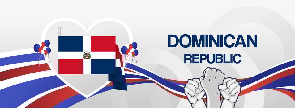 Attractive greeting card with the flag of the Dominican Republic and a symbol of love for nationalism vector
