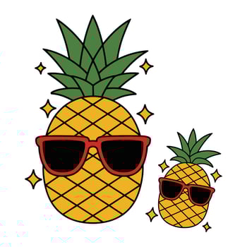 Cool Pineapples Wearing Sunglasses Illustration vector
