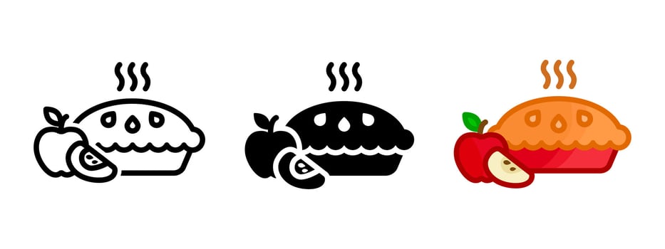 Apple pie icon. Traditional dish sign. Homemade cake color illustration. Strudel symbol. vector