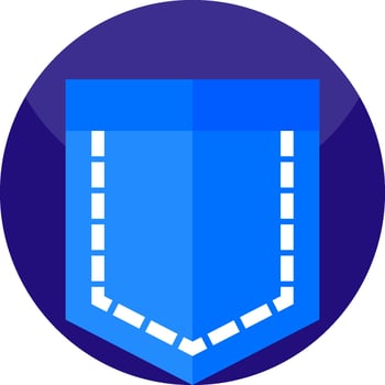 A blue pocket with a white stripe on it vector