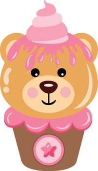 Sweet teddy bear ice cream in paper round box vector
