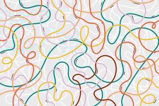 Colorful spaghetti and ramen design isolated on a white background.Abstract noodle background with wavy lines. Creative playful geometric art. vector