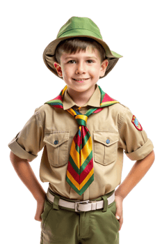 Young Boy Scout Exploring a Mountain Trail png