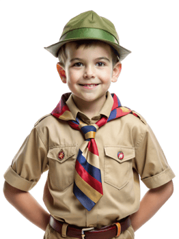 Boy Scout Smiling and Holding a Water Bottle png