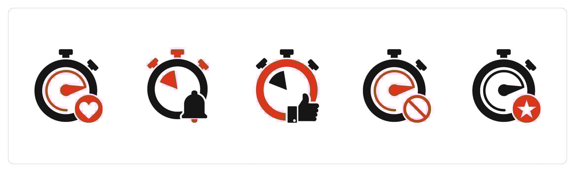A set of 5 business icons as favorite time, time notification, like time vector