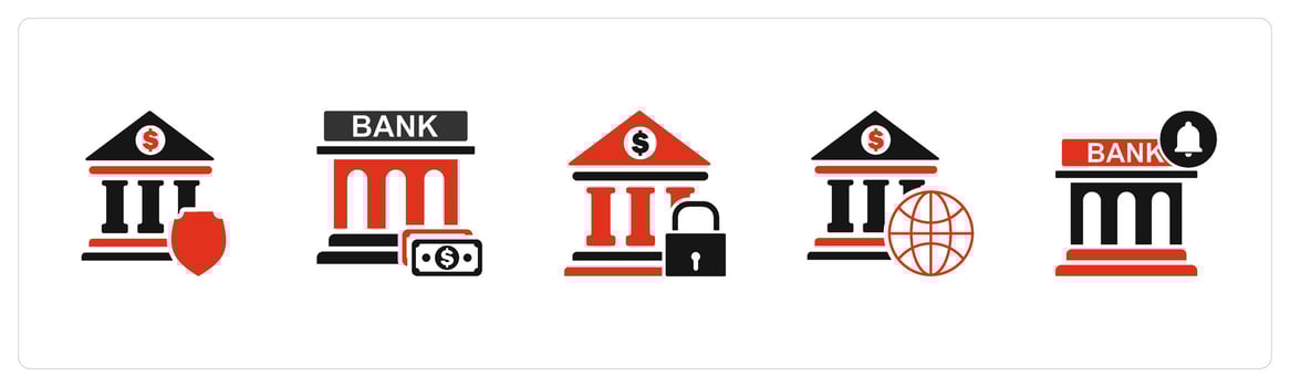 A set of 5 business icons as bank security, financial institution, bank protection vector