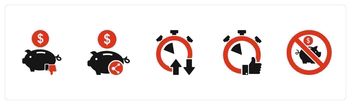 A set of 5 business icons as savings security, like bank, time security vector