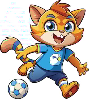 A cartoon cat playing soccer vector