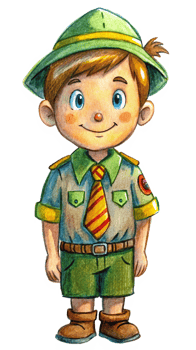 Boy Scout Learning Outdoor Survival Skills png